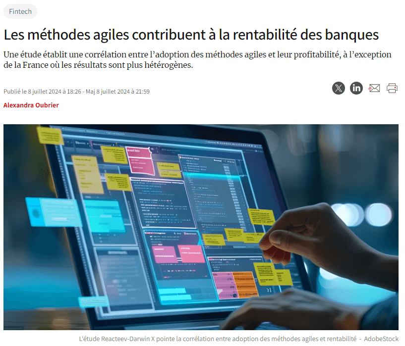Les méthodes agiles contribuent à la rentabilité des banques, AGEFI Les méthodes agiles contribuent à la rentabilité des banques, AGEFI